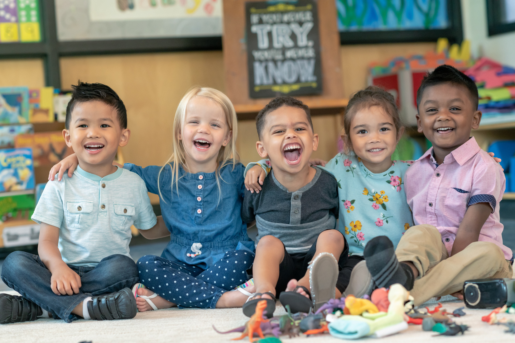 Group of smiling preschool students